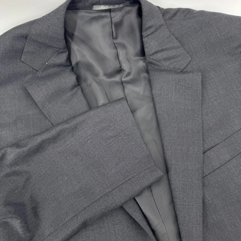 Canali Mens Charcoal Gray 100% Wool 2 Button Blazer Sport Coat Italy 50R US 40R